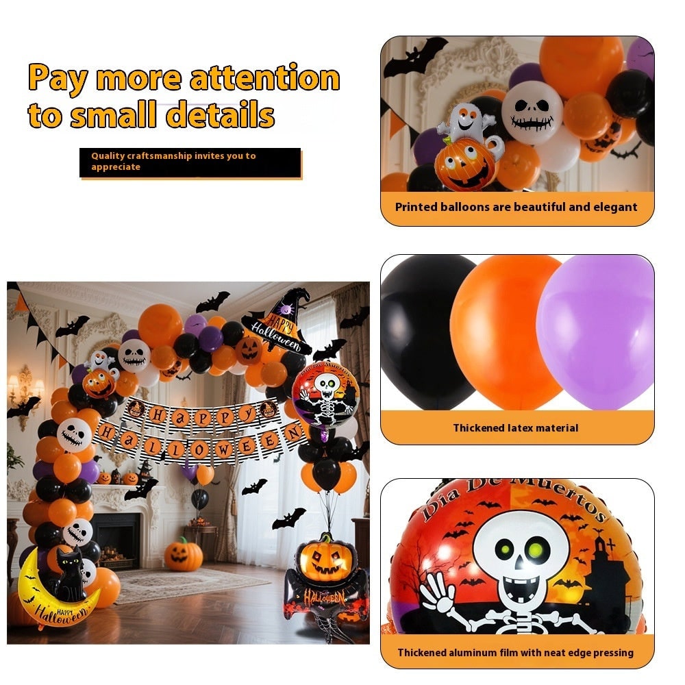 Halloween léggömbív-készlet, újrahasználható fóliabannerrel és ragasztószalaggal