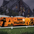 Duży baner na Halloween z nadrukiem dyni, czarownicy i nietoperza