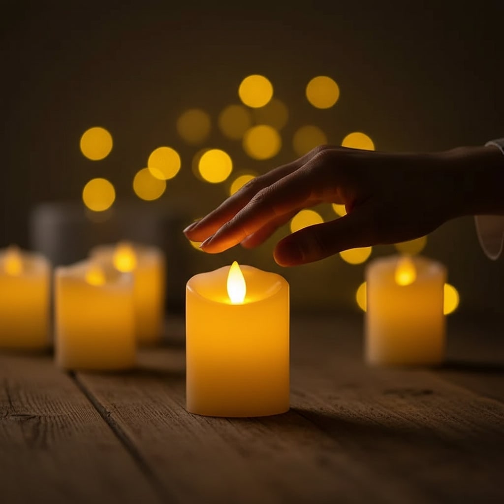 Halloween Battery Powered LED Candles — Flickering Flame, Wavy Edge Design