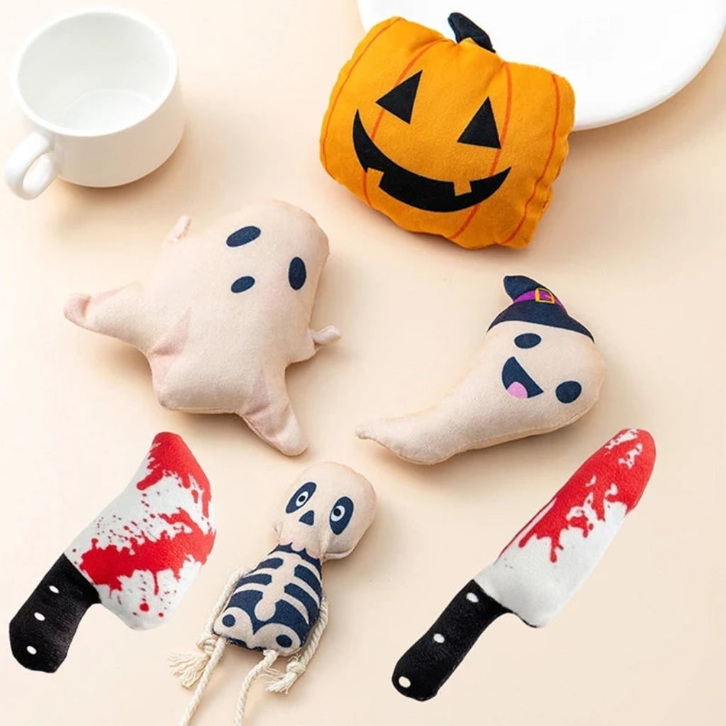 Interaktywne zabawki dla kota na Halloween, pluszowe duchy i dynie z kocimiętką do gryzienia