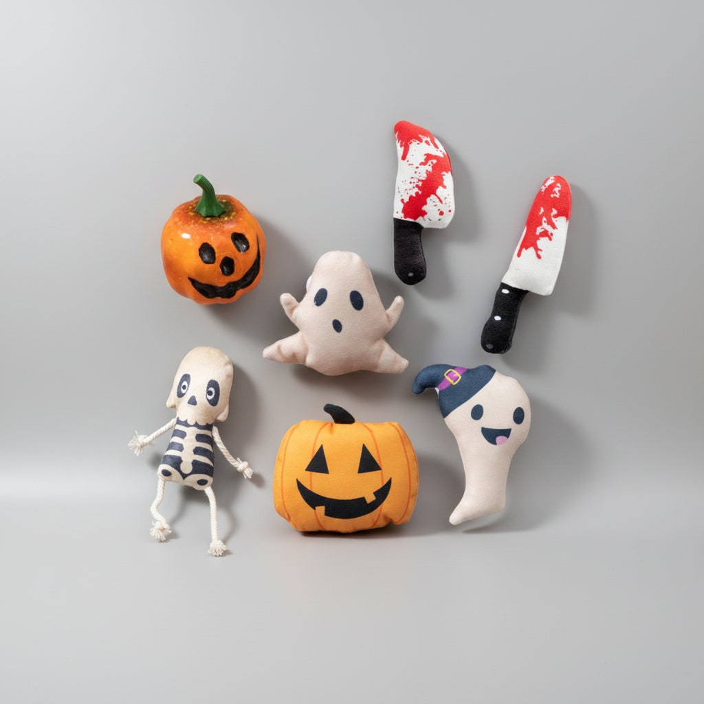 Pluszowe zabawki z kocimiętką na Halloween - upiorne kształty, interaktywne zabawki dla kota