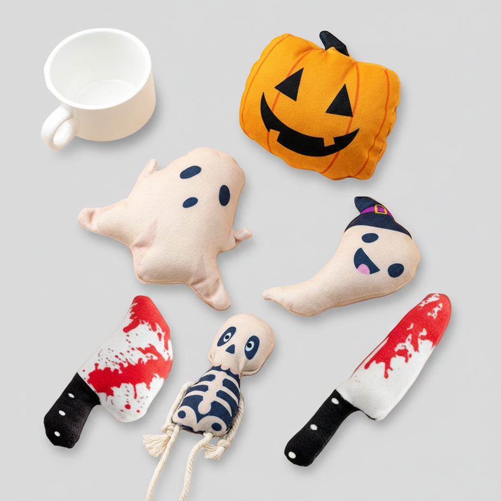 Jouets en peluche à l'herbe à chat pour Halloween - formes effrayantes, jouets interactifs pour chats