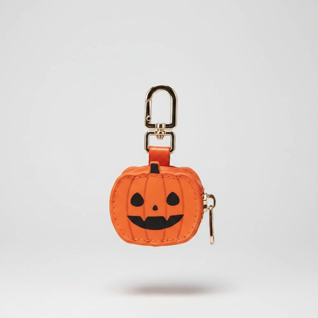 Halloween-møntpung med nøglering, lynlåslukket kunstlæderpung og nøgleholder