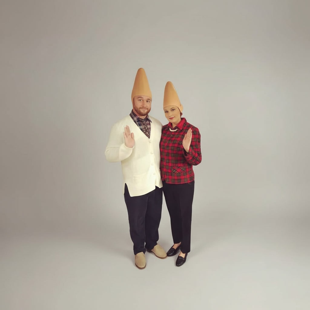 Kammottava lateksinen Conehead-naamio, muotoillut korvat, otsan rypyt ja halloween-asuvaruste
