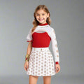 Costum de cosplay de Halloween din mai multe piese - top cu guler înalt, bolero cu glugă, fustă plisată