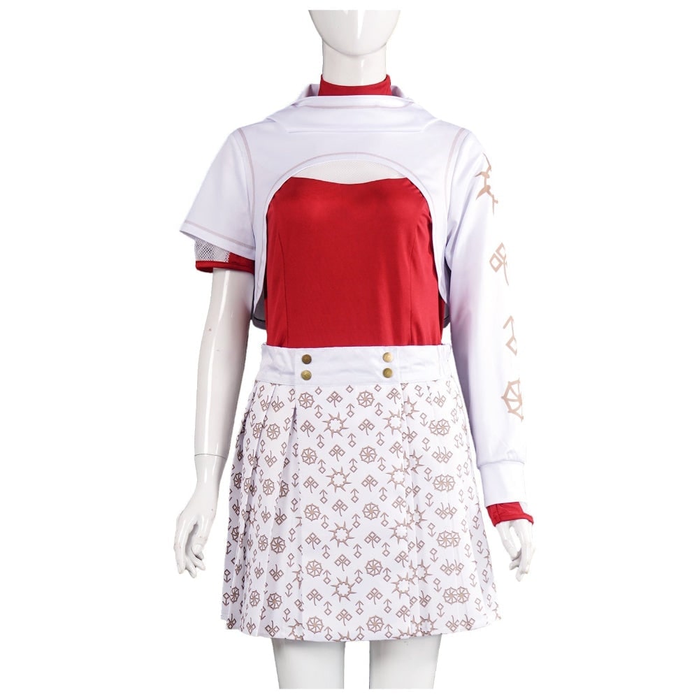 Costum de cosplay de Halloween din mai multe piese - top cu guler înalt, bolero cu glugă, fustă plisată