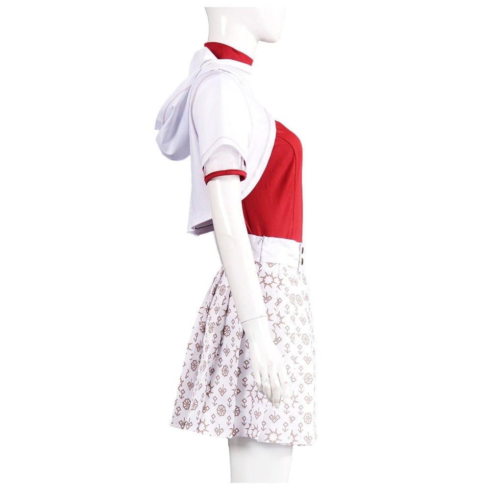 Costum de cosplay de Halloween din mai multe piese - top cu guler înalt, bolero cu glugă, fustă plisată