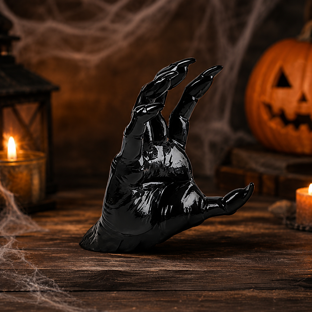 Halloween-i gótikus, hátborzongató kéz alakú fali gyertyatartó