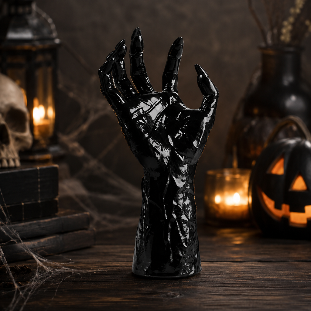 Halloween-i gótikus, hátborzongató kéz alakú fali gyertyatartó