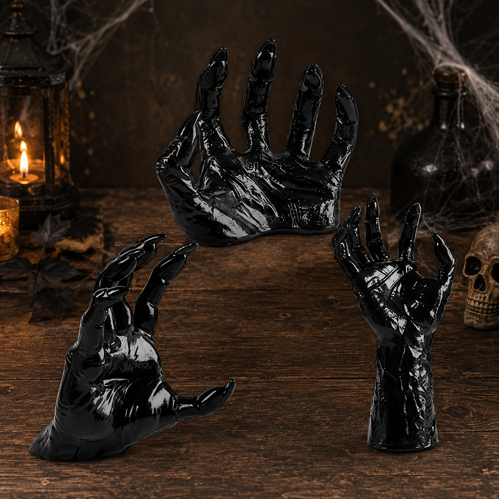 Halloween-i gótikus, hátborzongató kéz alakú fali gyertyatartó