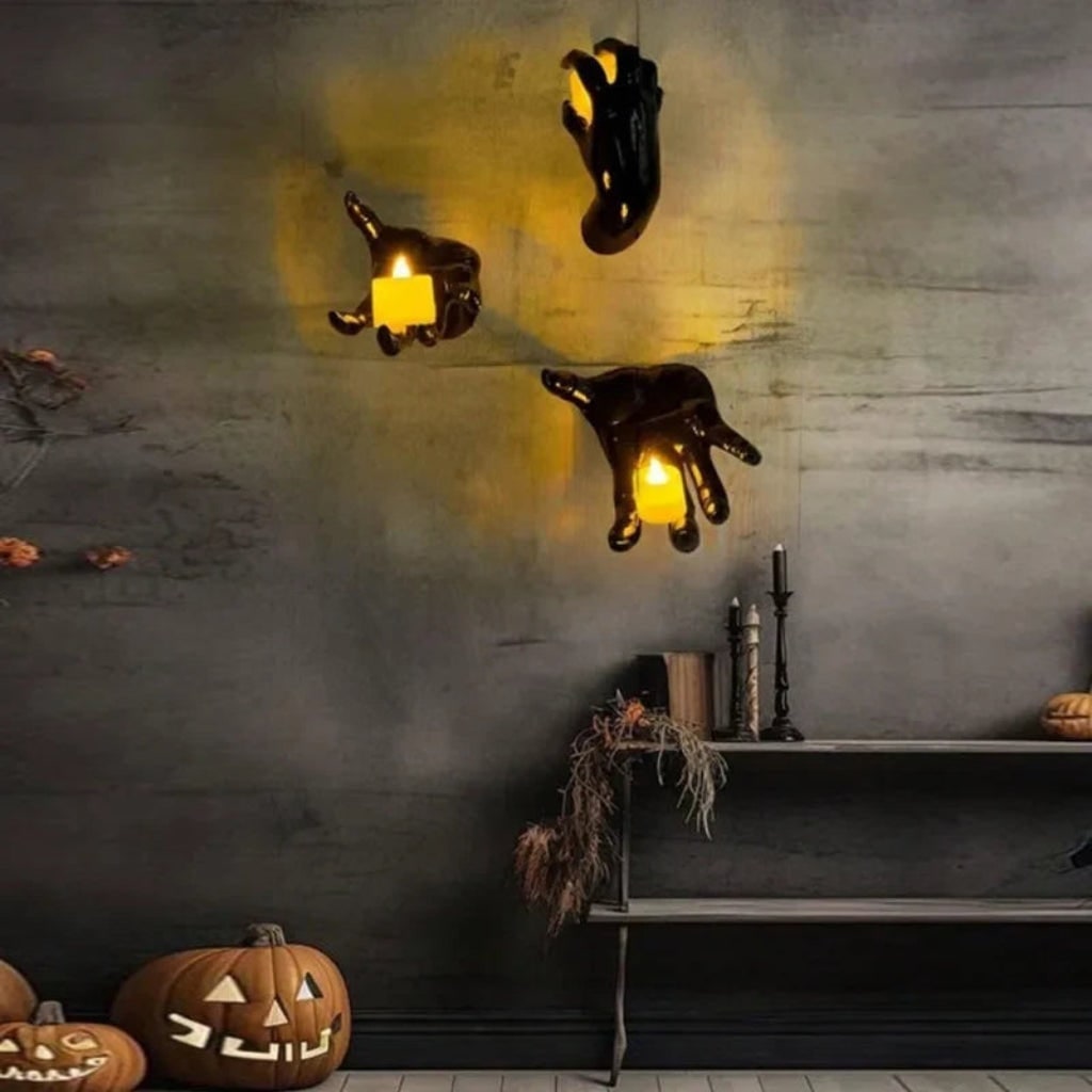Halloween Gothic Creepy Hand Wall Candlestick Holder