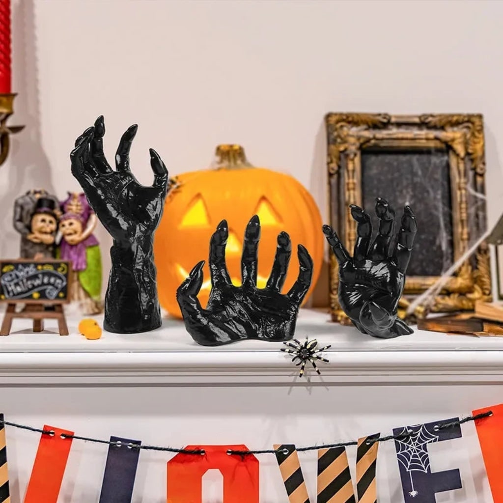 Halloween-i gótikus, hátborzongató kéz alakú fali gyertyatartó