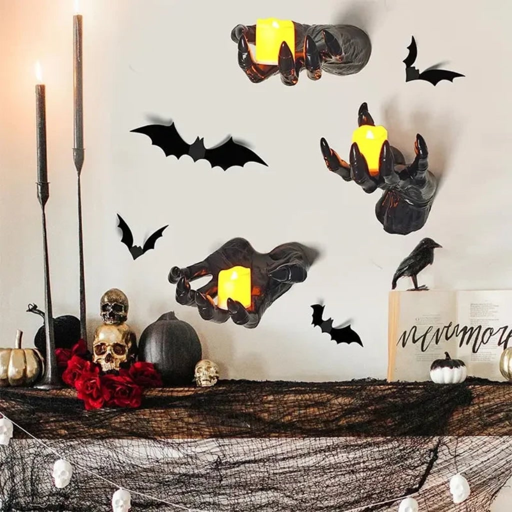 Halloween Gothic Creepy Hand Wall Candlestick Holder