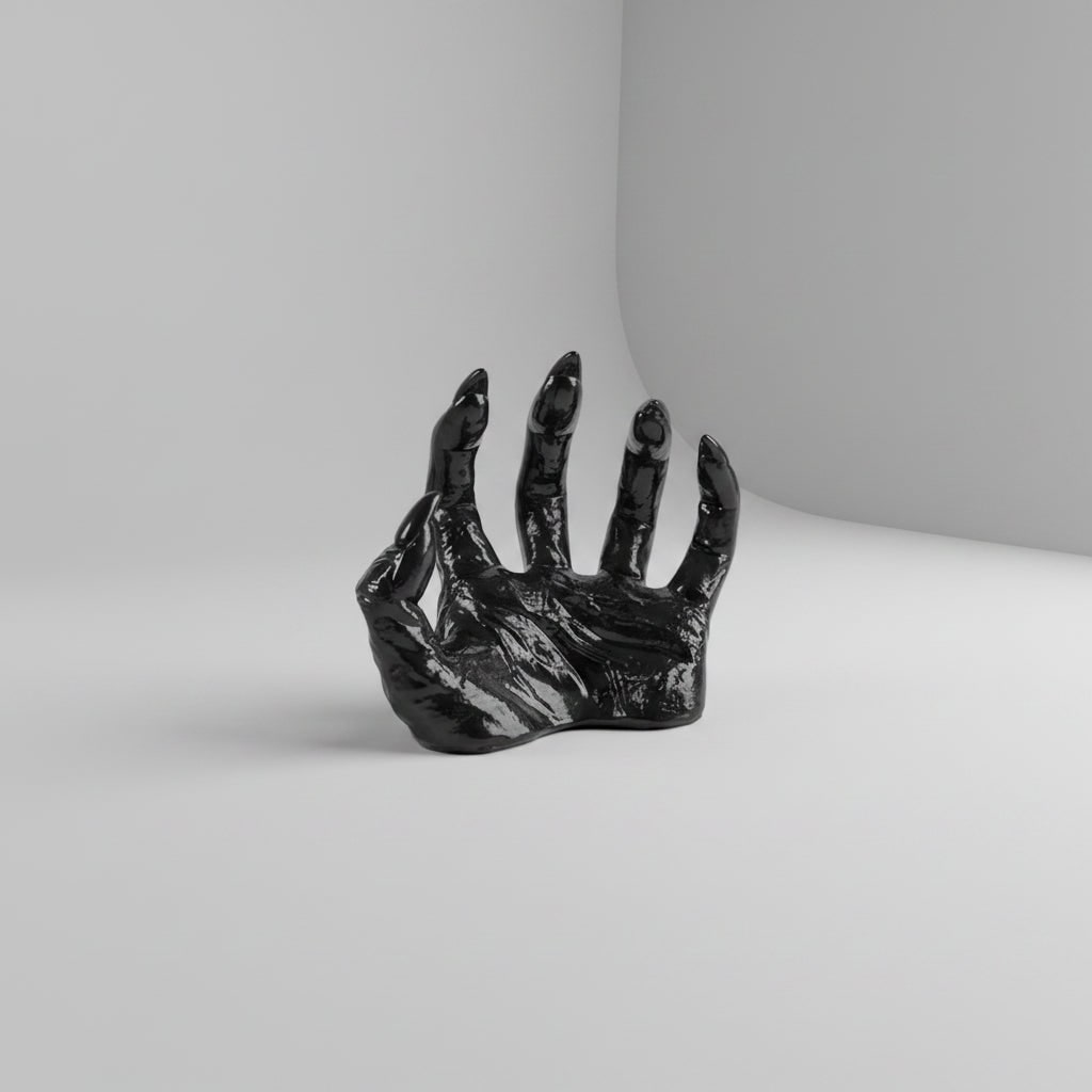 Large Textured Gothic Hand Wall Candle Holder, Glossy Pointed Claws