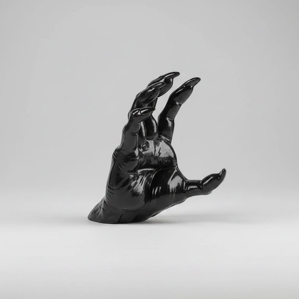 Large Textured Gothic Hand Wall Candle Holder, Glossy Pointed Claws