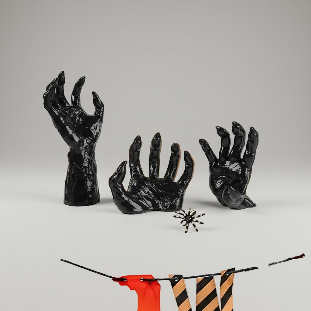 Large Textured Gothic Hand Wall Candle Holder, Glossy Pointed Claws