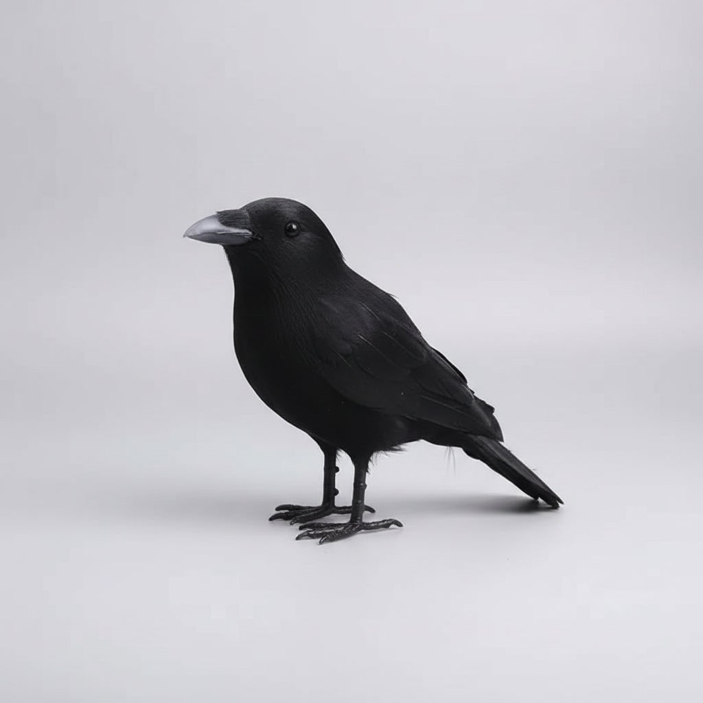 Statues de corbeaux noirs d’Halloween, forme sculptée artificielle et yeux brillants
