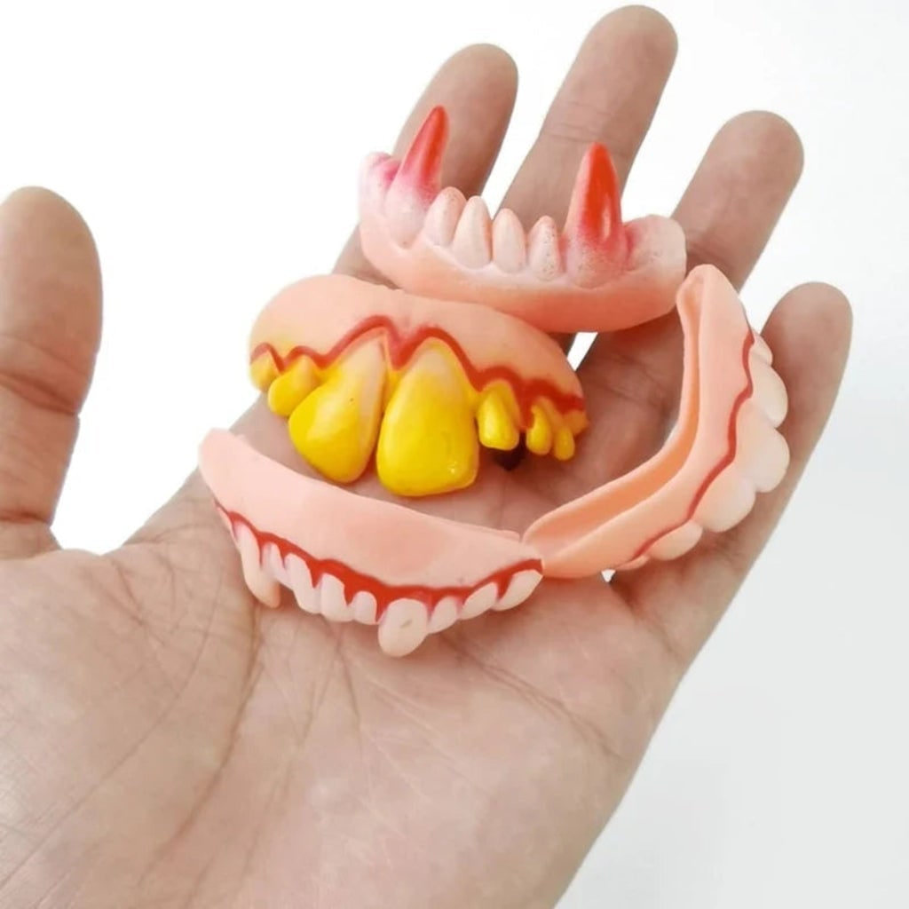 Dentes de vampiro falsos parciais - acessórios de fantasia de Halloween com várias opções de estilo