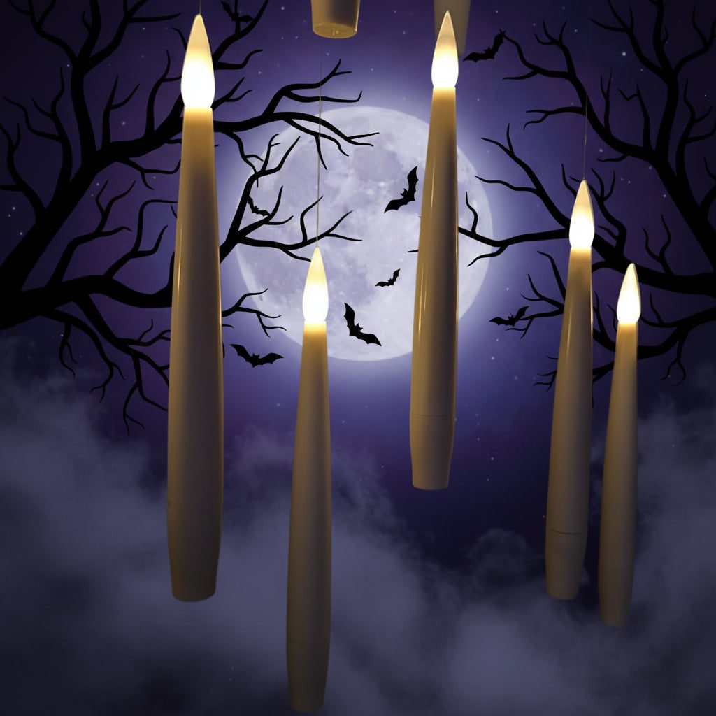 Halloween Remote Control Battery Operated LED Taper Candles Floating Hanging