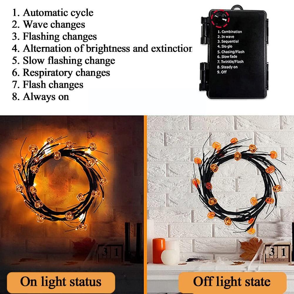 Batteriebetriebene LED-Halloween-Girlande, vorbeleuchtete flexible Zweig-Lichterkette