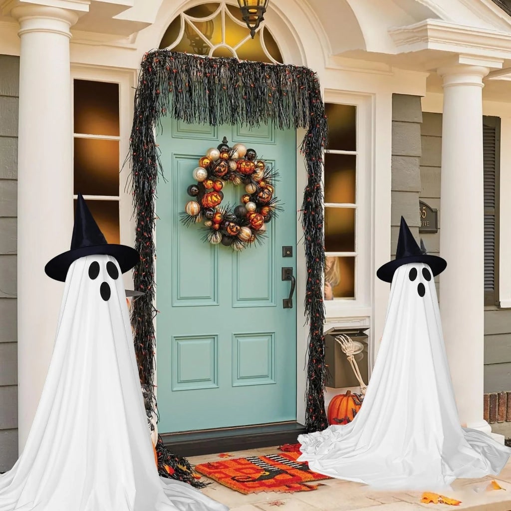 Φουσκωτή διακόσμηση Halloween σε σχήμα φαντάσματος, ύψους 50 Inch, με θερμό φωτισμό LED