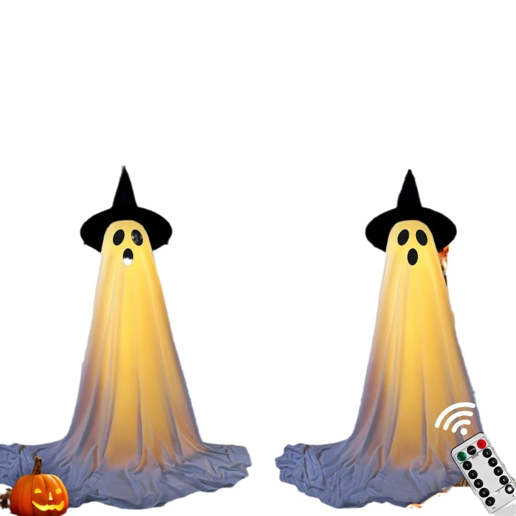 Φουσκωτή διακόσμηση Halloween σε σχήμα φαντάσματος, ύψους 50 Inch, με θερμό φωτισμό LED