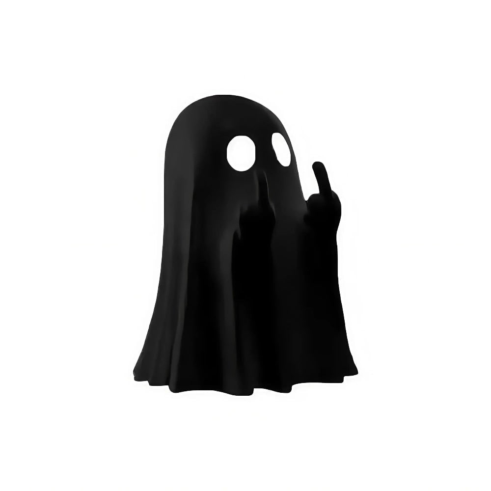 Halloween-spookdecoratie als beeldje, rebels tafelsculptuur met opgestoken middelvinger
