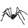 Decoração de aranha gigante de Halloween — teia artificial, pernas flexíveis e ajustáveis