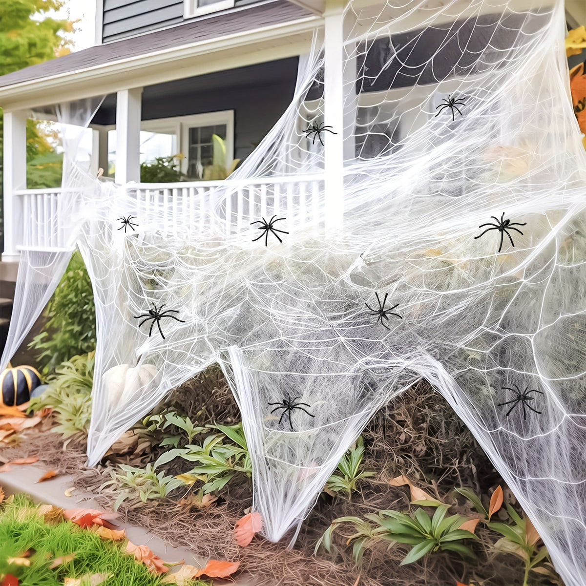 Halloween-i óriáspókháló-dekoráció - nyújtható pókháló, műpókok, 200 négyzetláb lefedettség