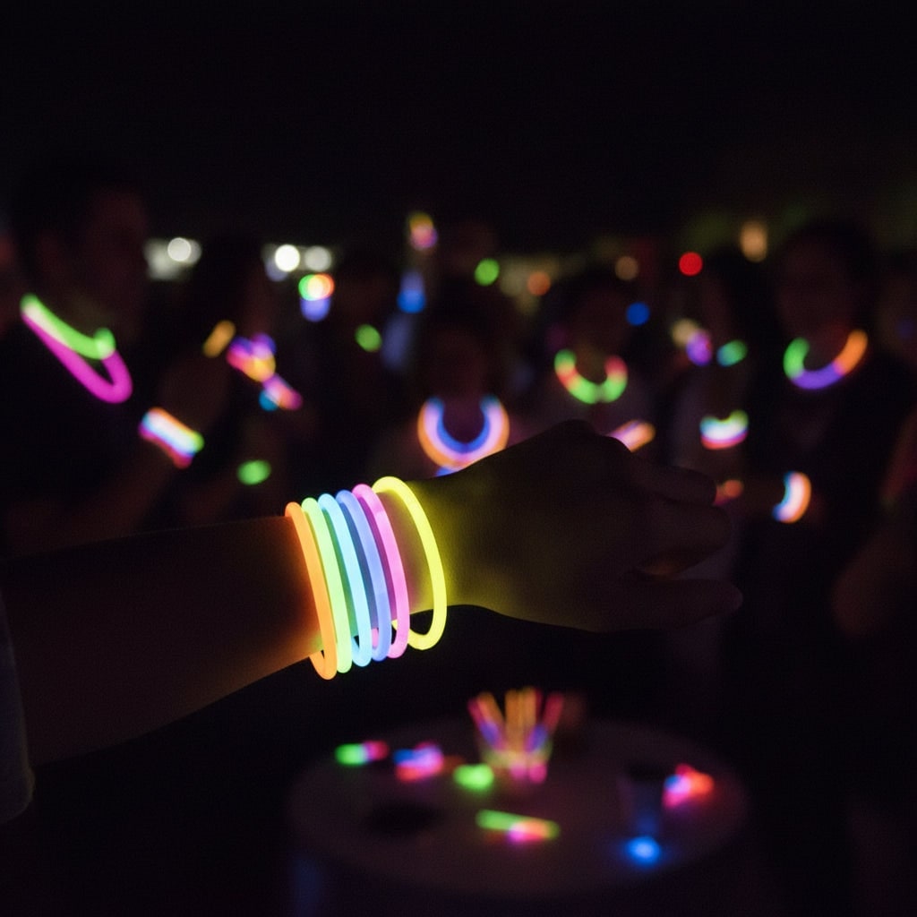 Bâtons lumineux flexibles fluorescents - clips de connexion pour bracelets, colliers et tubes