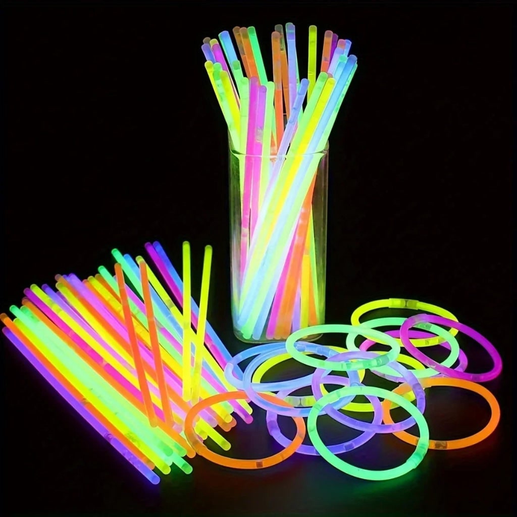 Bâtons lumineux flexibles fluorescents - clips de connexion pour bracelets, colliers et tubes
