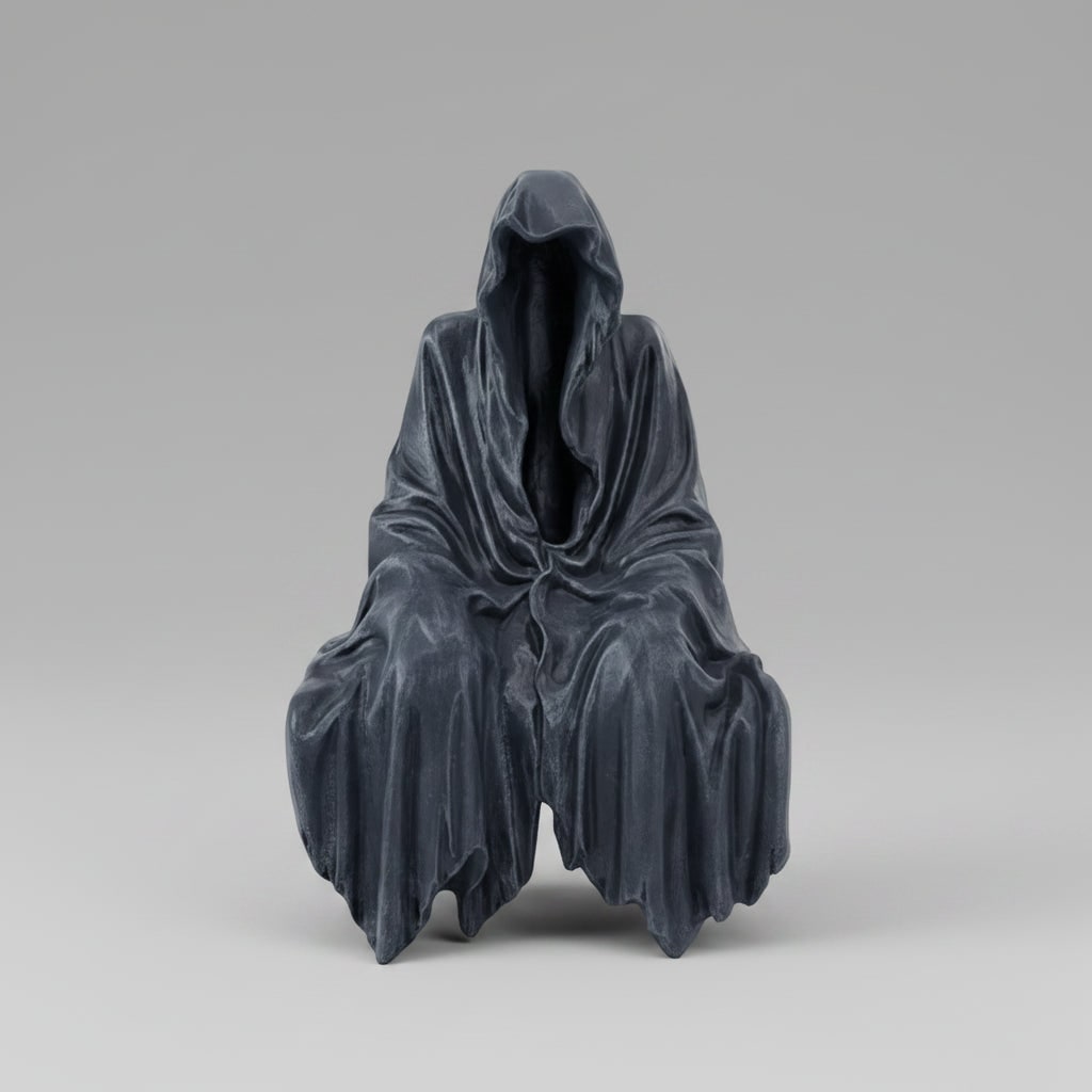Statue de Faucheuse sans visage vêtue d’une cape, décoration d’Halloween en résine moulée