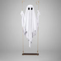 Decoración colgante de fantasma blanco para Halloween — Luz LED, movimiento oscilante, ojos ovalados negros