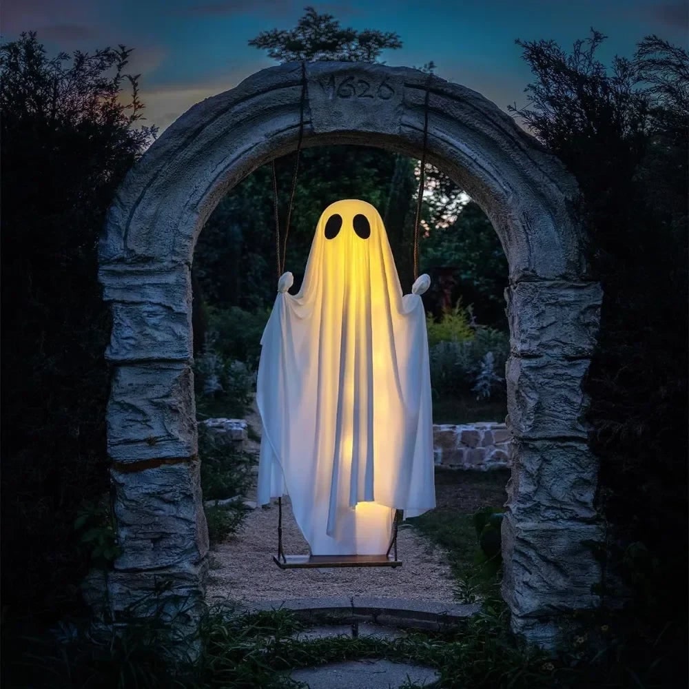 Nagy LED-es Halloween-szellem hinta távirányítós mozgódekorációval