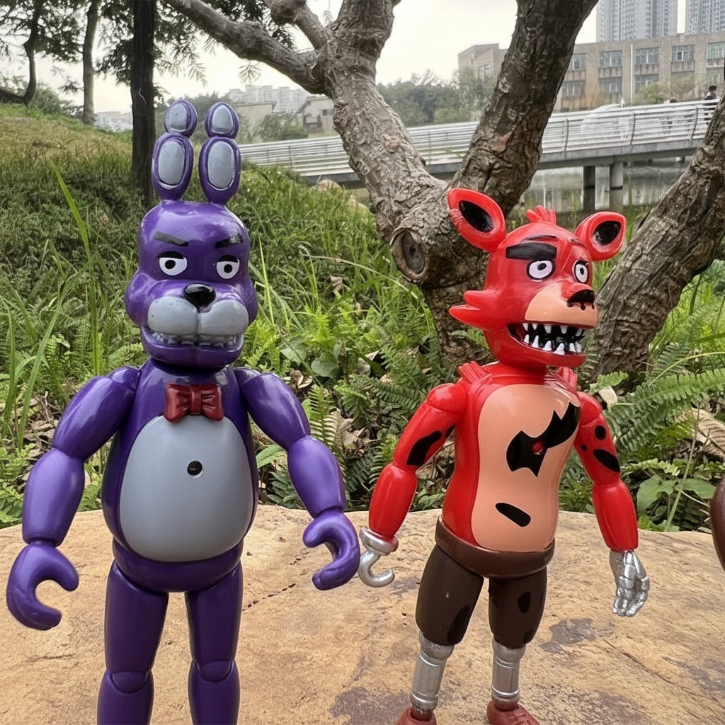 Sæt med 5 uhyggelige actionfigurer til Halloween, med LED-lys og fuldt bevægelige led