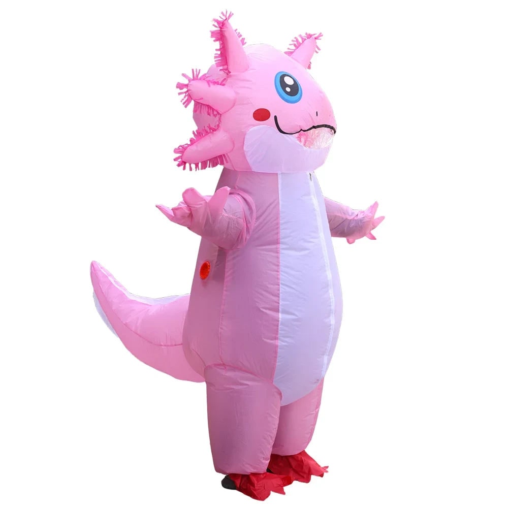Oppblåsbart axolotl-kostyme til Halloween: batteridrevet vifte, heldekkende design