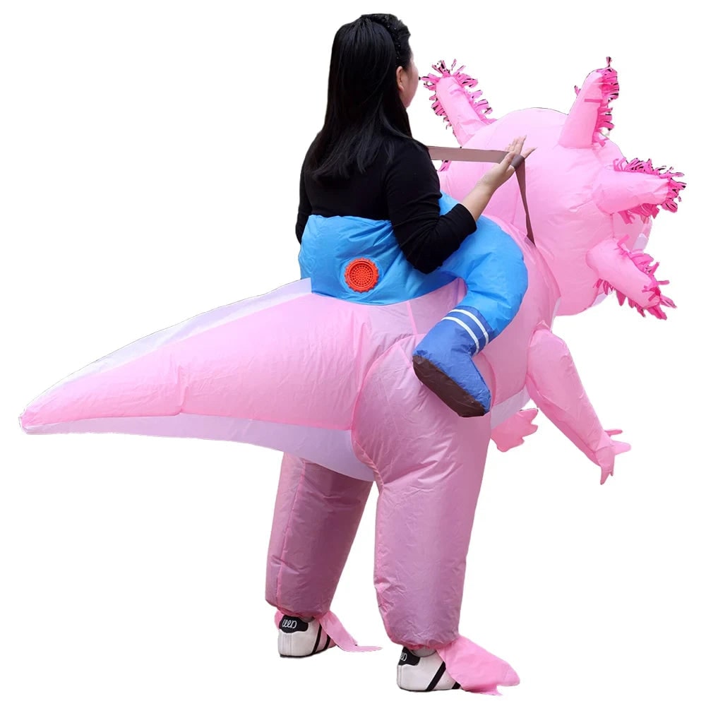 Oppblåsbart axolotl-kostyme til Halloween: batteridrevet vifte, heldekkende design