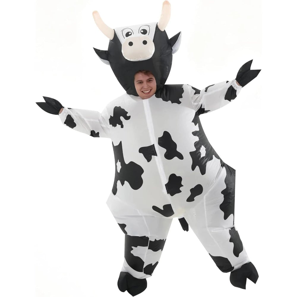 Adult Inflatable Cow Halloween Suit Air Blown Animal Costume