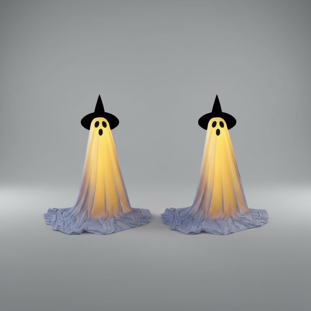 Decoración de fantasma LED de Halloween, control remoto, soporte de altura ajustable
