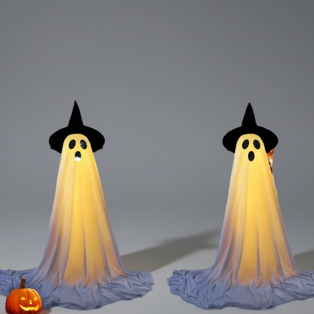 Decoración de fantasma LED de Halloween, control remoto, soporte de altura ajustable