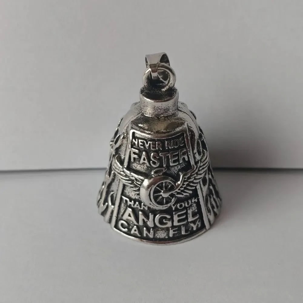 Motorcycle Guardian Bell And Winged Biker Luck Charm Clip On Attachment