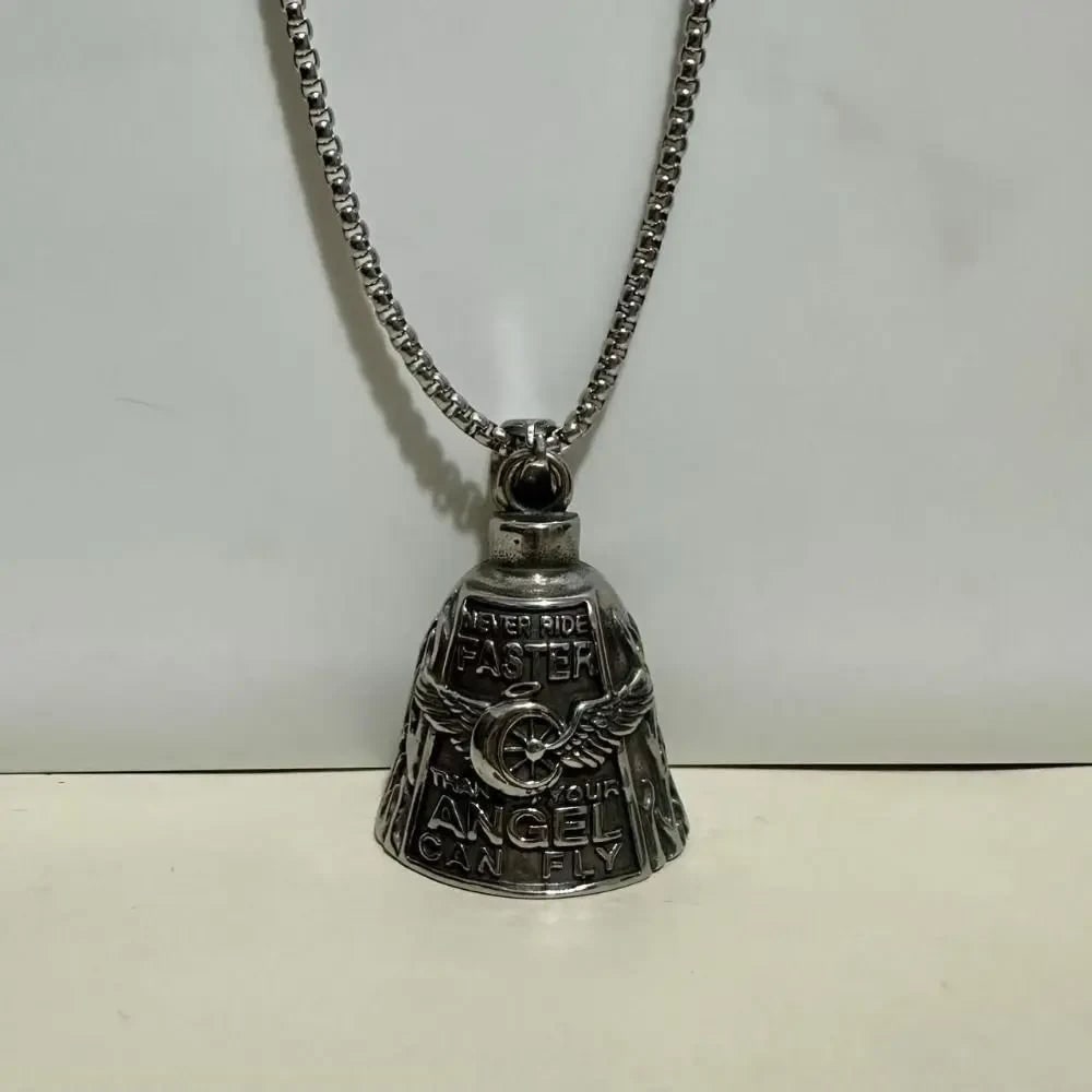 Motorcycle Guardian Bell And Winged Biker Luck Charm Clip On Attachment