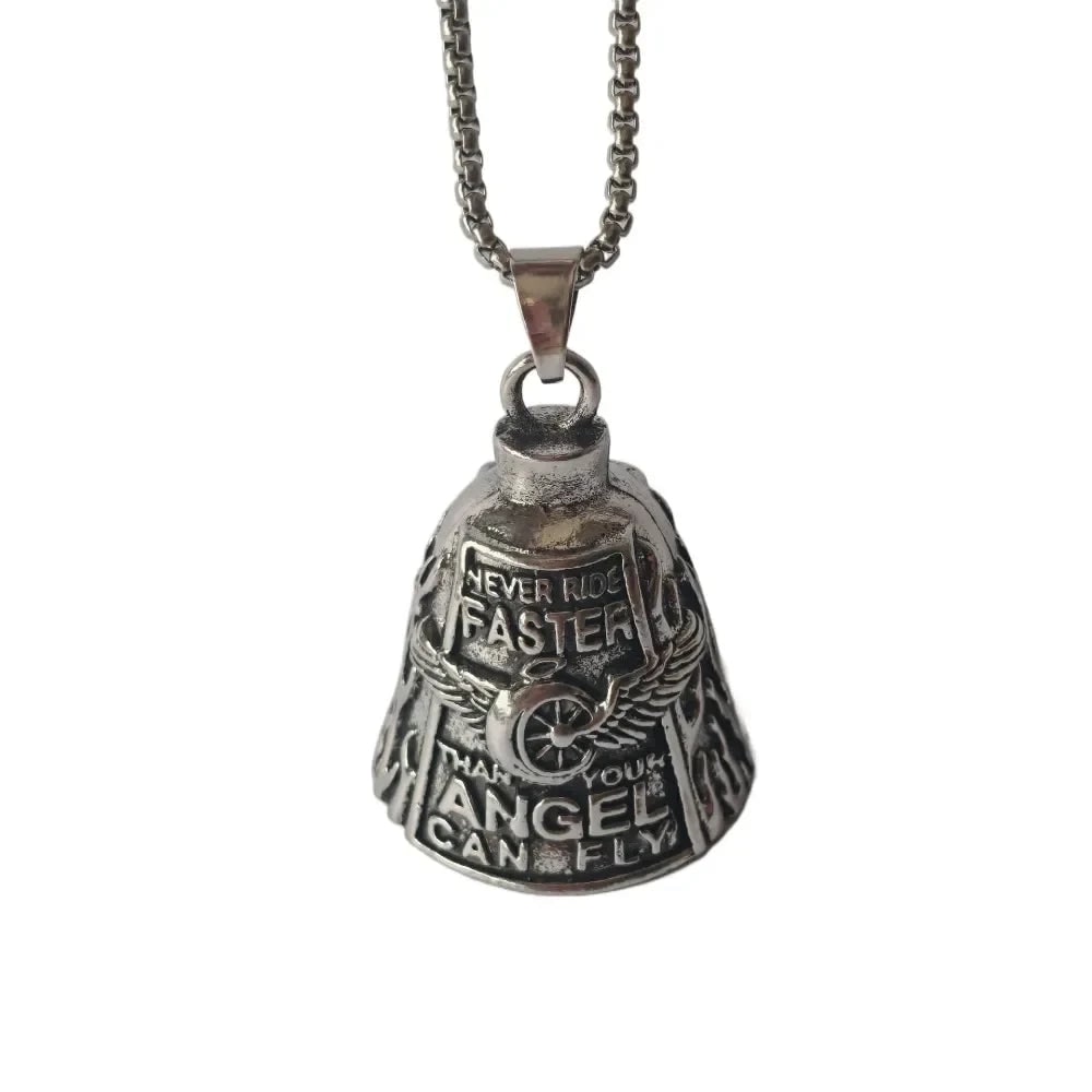 Motorcycle Guardian Bell And Winged Biker Luck Charm Clip On Attachment