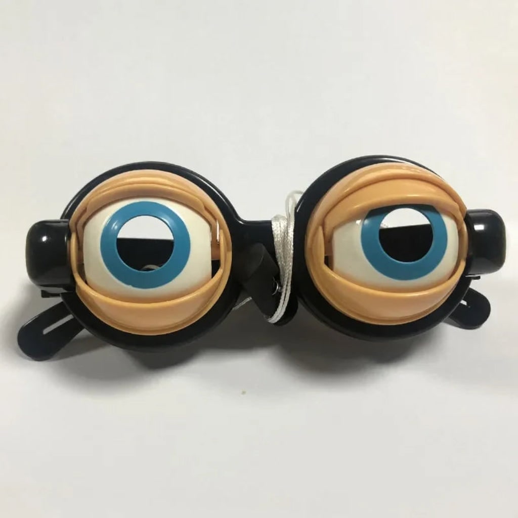 Gafas divertidas de ojos locos para Halloween con párpados mecánicos parpadeantes y cordón