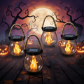 Halloween-stílusú napelemes függőlámpás, pislákoló lánghatással, USB-C-töltéssel