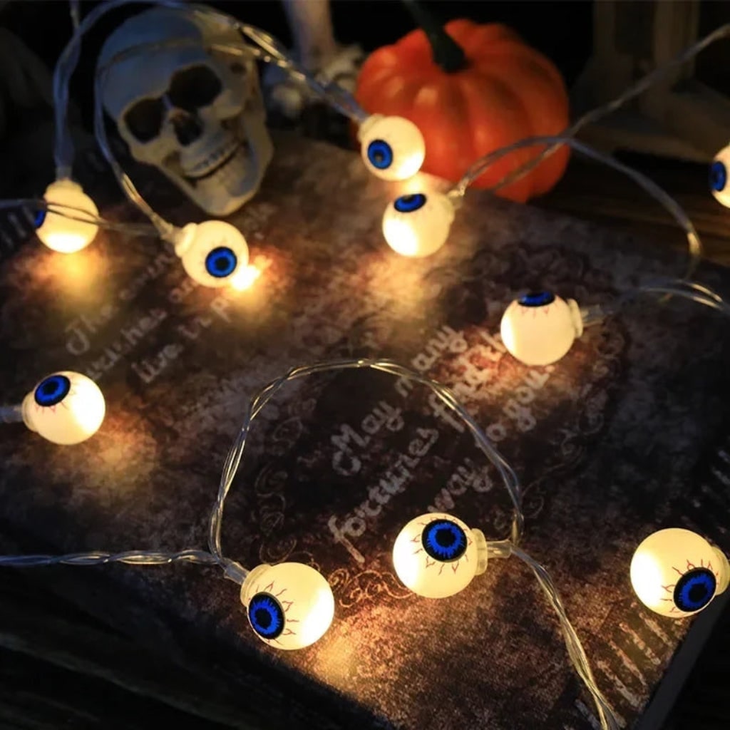 Halloween-ledlichtslinger voor buiten — batterijgevoede lampjes met feestelijke gloed