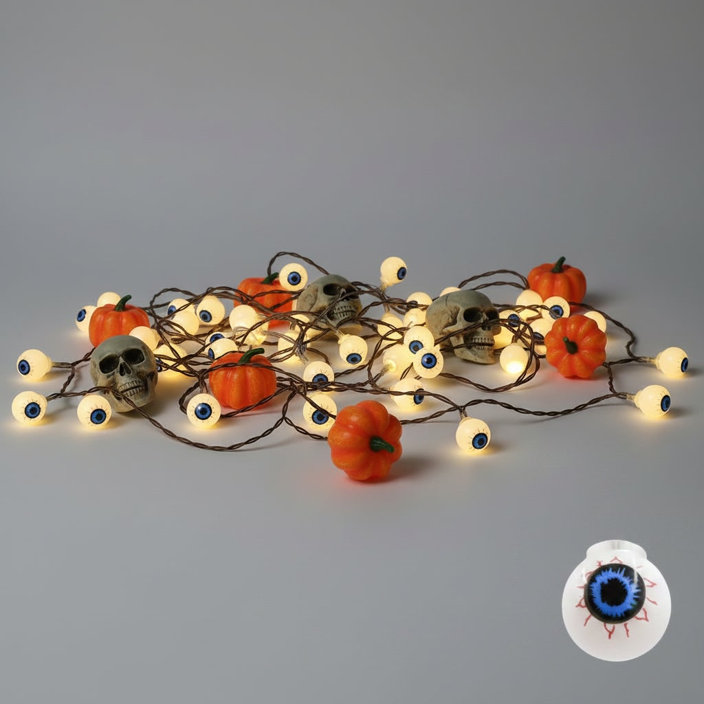 Bateria zasilane lampki LED na Halloween - upiorne dekoracyjne osłonki żarówek