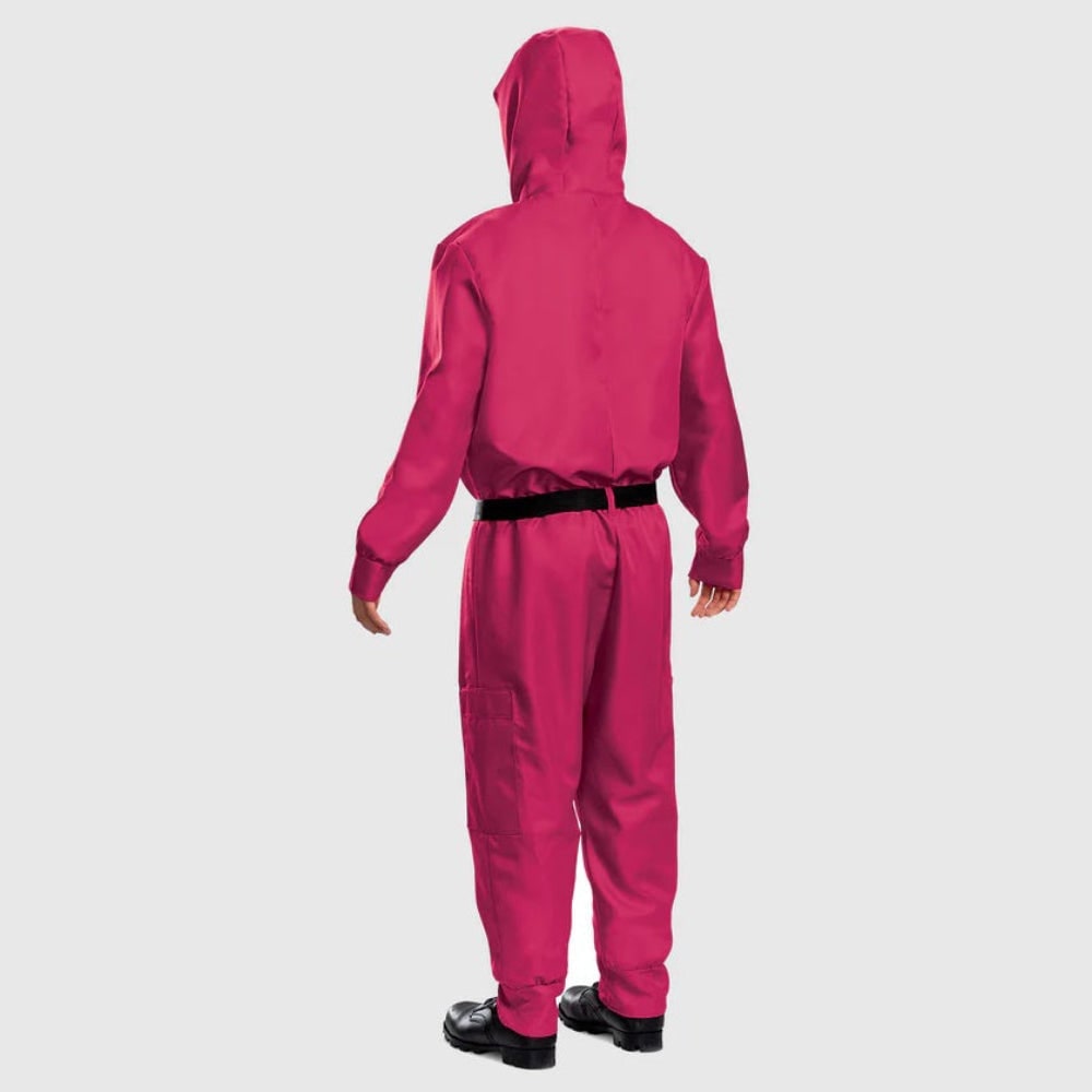 粉色连帽连体裤服装套装，配面具和腰带
