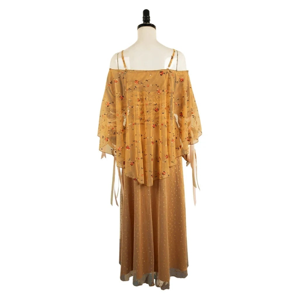 Robe de costume médiéval d’Halloween grande taille — corsage brodé, jupe en tulle pailleté