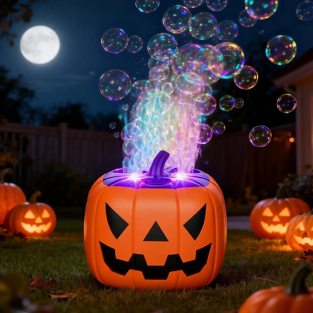 Halloween tökbuborékgép — automatikus fúvóval, LED-fényekkel, 15 lyukú fúvókával